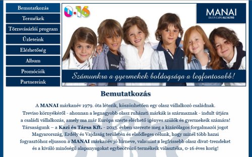 MANAI gyerekruha franchise