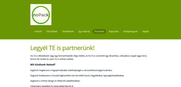 noPack csomagol�smentes bolt franchise